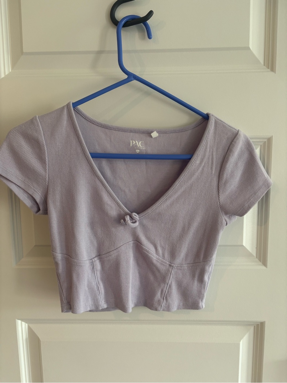 PacSun Lavender Ribbed V-Neck Crop Top with Front Knot